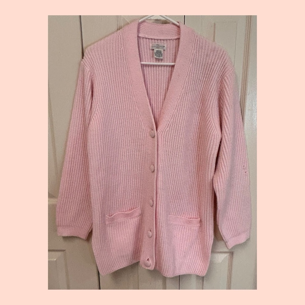 Vintage Yarnwork Elegant Pink Women's Cardigan